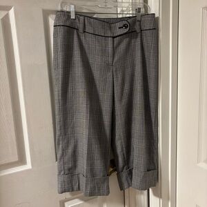 Y2K Wide Leg Houndstooth Cuff Crop Plaid Dressy Slacks Size 8
